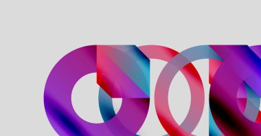 Soyut renkli çakışan daireler. Gradyan gölgeler dinamik görsel efekt yaratır. Modern tasarım, basit kompozisyon, canlı renkler..