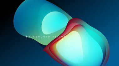 Soyut tasarım dalgalı şekiller, canlı mavi, kırmızı renkler içerir. Karanlık arka plan görsel etkiyi artırarak modern estetik yaratıyor..