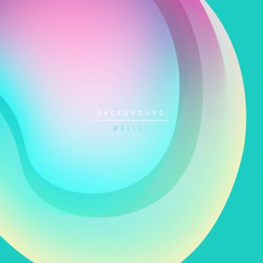 Soyut gradyanlar pembe, mor, turkuaz ve sarıyı harmanlarlar. Yumuşak kıvrımlar katmanlı görsel efekt yaratır. Minimalist tasarım, modern estetik.