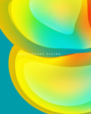 Soyut sıvı şekiller, canlı renklerin karışımı. Pürüzsüz gradyanlar dinamik görsel efekt yaratır. Arka planlar için modern tasarım ögesi.