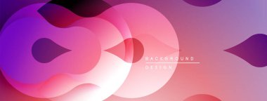 Soyut sıvı şekiller, canlı pembeler, morlar modern arka plan yaratır. Yumuşak eğimler, üst üste binen katmanlar dinamik görsel efekt sunar.