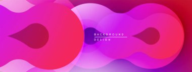 Soyut sıvı şekilleri örtüşüyor, canlı pembe, mor renkler yaratıyor. Arkaplan ve sunumlar için modern tasarım ögesi.