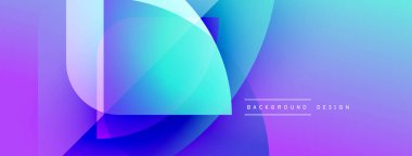 Soyut gradyanlar çakışıyor, dinamik görsel etki yaratıyor. Mor, mavi renkler kompozisyona hakim. Modern tasarım ögesi.
