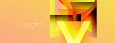 Soyut geometrik tasarım. Turuncu, sarı renkler katmanlı etki yaratır. Dijital projeler için modern arka plan uygun. Minimalist stil.