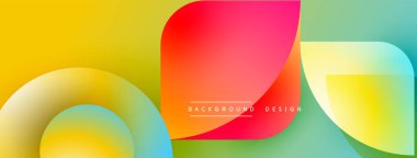 Soyut renkli şekiller çakışıyor. Gradyan renkler dinamik görsel efekt yaratır. Arka planlar ve pankartlar için modern tasarım uygun.