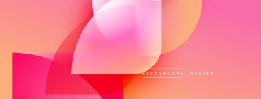 Soyut gradyan şekiller örtüşüyor, dinamik pembe, turuncu renkler yaratıyor. Arkaplan ve sunumlar için modern tasarım ögesi.