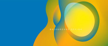 Soyut, enerjik bir arkaplan. Üst üste binen renkli şekiller dinamik görsel efekt yaratır. Dijital projeler için modern tasarım.