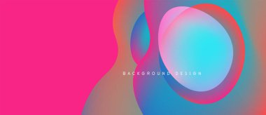 Canlı, soyut bir arkaplan. Üst üste binen daireler rengarenk eğimler yaratır, pembe ise sol tarafa hakim olur. Modern tasarım ögesi.