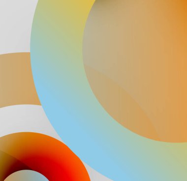 Soyut kompozisyon. Üst üste binen daireler, yumuşak eğimler, sessiz renkler sakin görsel deneyimler yaratıyor. Minimalist tasarım.