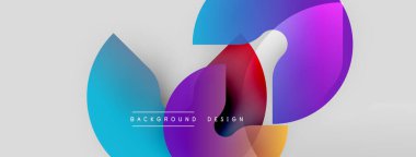 Soyut renkli şekiller örtüşür, dinamik görsel efekt yaratır. Modern tasarım elementleri yenilik, enerji ve akıcılık öneriyor. Arkaplan metni arkaplan tasarımı okur.