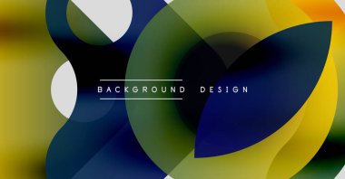 Soyut renkli şekiller çakışıyor. Gradyan renkler harmanlanarak, dinamik görsel efekt yaratır. Arka planlar için modern tasarım ögesi.