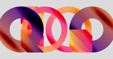 Soyut renkli halkalar örtüşür ve canlı bir görsel etki yaratır. Modern tasarım, değişken renkler, pürüzsüz geçişler.