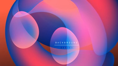 Soyut renkli şekiller örtüşüyor, canlı gradyanlar yaratıyor. Arkaplanda pürüzsüz geçişler, modern tasarım unsurları var.