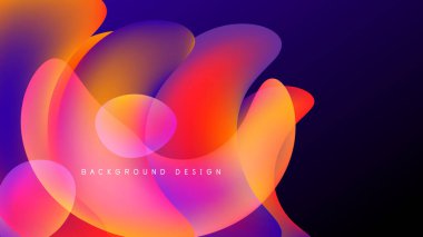 Soyut sıvı şekilleri canlı renkleri harmanlar. Turuncu, pembe, mor renkler siyah arkaplanda dinamik kompozisyon oluşturur. Modern tasarım ögesi.