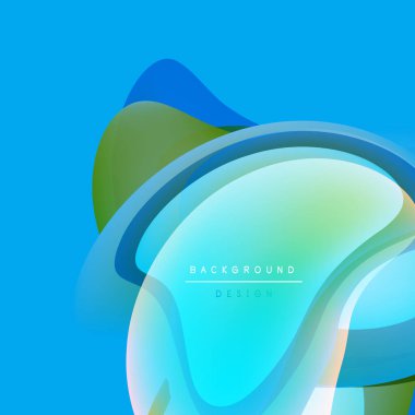 Soyut sıvı şekiller, canlı renklerin karışımı. Modern tasarım elementleri dinamik görsel deneyimler yaratır. Mavi, yeşil renkler kompozisyona hakim..