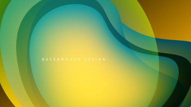 Soyut akışkan şekiller, canlı renklerin karışımı. Sarı, yeşil, deniz mavisi rengi dinamik görsel efekt yaratır. Modern tasarım ögesi.