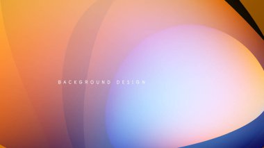 Soyut gradyanlar harmanlanarak akışkan şekiller yaratır. Turuncu, mor, mavi renkler koyu arkaplana hakim. Minimalist tasarım modern estetiği çağrıştırıyor.