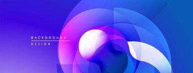 Soyut akışkan şekiller harmanlanır, canlı mor ve mavi renkler yaratır. Modern tasarım hareketi, enerjiyi ve derinliği çağrıştırıyor. Minimalist estetik.