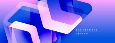 Soyut geometrik şekiller örtüşür, parlak mavi ve mor renkler yaratır. Modern tasarım teknoloji, yenilik, akıcılık öneriyor..