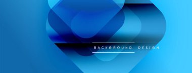 Soyut mavi arkaplan. Üst üste binen şekiller dinamik görsel efekt yaratır. Modern tasarım elementleri teknoloji ve yenilik öneriyor.