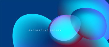 Soyut sıvı şekilleri örtüşür, parlak mavi ve pembe renkler yaratır. Modern tasarım teknoloji, yenilik, dinamik hareket öneriyor.