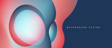 Soyut şekiller örtüşüyor, canlı renk değişimleri yaratıyor. Mavi, pembe, turkuaz karışımı pürüzsüz. Arka planlar için modern tasarım ögesi.