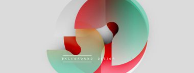 Soyut geometrik şekiller çakışıyor. Kırmızı, deniz mavisi, beyaz renkler modern tasarım yaratır. Sunumlar için minimalist arkaplan.