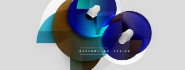 Soyut geometrik şekiller örtüşüyor, canlı renk eğimleri yaratıyor. Modern tasarım elementleri dijital sanat ve yenilik öneriyor.