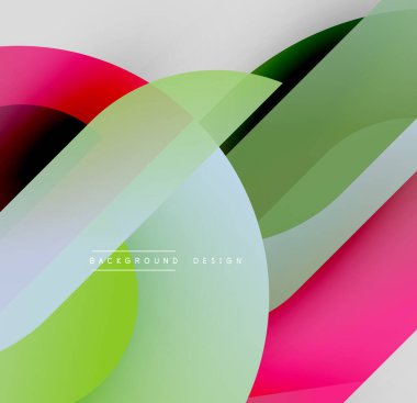 Soyut renkli tasarım. Üst üste binen daireler, dinamik şekiller modern görsel efektler yaratır. Parlak renkler pürüzsüz harmanlanır.