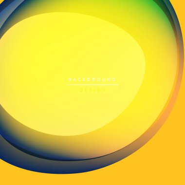 Parlak sarı arkaplan kıvrımlı şekiller, eğimli renkler içerir. Tasarım mavi, yeşil renkleri içeriyor. Metin arkaplan tasarımı okur.