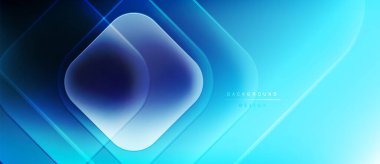 Soyut mavi arkaplan. Geometrik şekiller çakışıyor, parlayan bir etki yaratıyor. Yumuşak eğimli, kıvrımlı modern tasarım.