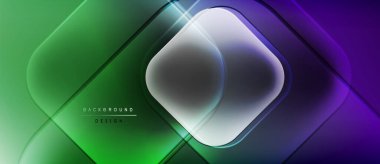 Soyut eğim arkaplanı. Üst üste binen kareler parlak bir etki yaratır. Yeşil, mor renkler tasarıma hakim. Modern, şık bir sunum.