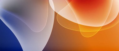 Soyut akışkan şekiller harmanlanarak sıcak ve serin renk değişimleri yaratır. Yumuşak eğriler hareketi, enerjiyi, dinamik bileşimi gösterir.