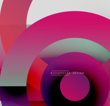 Soyut renkli çemberler dinamik görsel efektler yaratıyor. Gradyan gölgeler harmanlanır, modern arkaplan tasarımı oluşturulur.