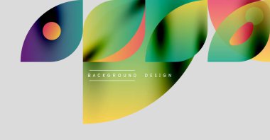 Soyut renkli şekiller örtüşür, dinamik görsel efekt yaratır. Arkaplan grafikleri, metin arkaplan tasarımı.