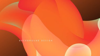 Soyut sıvı şekilleri örtüşür ve siyah arkaplana karşı sıcak turuncu gradyanlar oluşturur. Tasarım hareketi, enerjiyi, modern estetiği öneriyor..