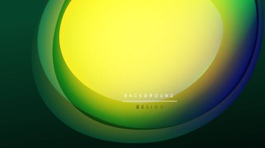 Soyut enerji katmanları akış biçimi yaratır. Sarı merkez, yeşil, mavi ve siyah renklere dönüşür. Modern tasarım ögesi.