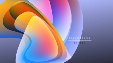 Soyut renkli şekiller örtüşür, dinamik akış yaratır. Gradyan renkler harmanlanarak modern arkaplan tasarımı oluşturur. Yumuşak kıvrımlar hareketi gösterir.