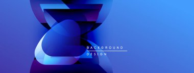 Soyut mavi tasarım katmanlı şekiller, gradyanlar içerir. Arka planlar, sunumlar, dijital sanat için modern estetik.