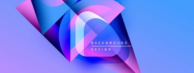 Soyut tasarım canlı mavi, mor renkler içerir. Üst üste binen şekiller dinamik görsel efekt yaratır. Sunumlar için modern arkaplan uygun.