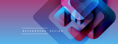 Soyut geometrik şekiller örtüşür, canlı bir değişim etkisi yaratır. Mor, mavi renkler tasarımda baskın, modern estetik. Metin arkaplan tasarımı okur.