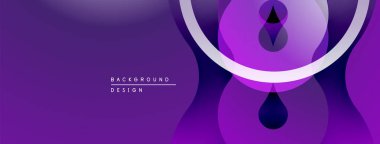 Soyut mor tasarım, üst üste binen daireler, kıvrımlı çizgiler. Modern estetik, değişim etkisi derinlik ve görsel uyum yaratır..