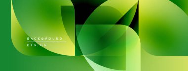 Soyut yeşil eğimler çakışıyor, geometrik şekiller oluşturuyor. Metin arkaplan tasarımlı modern tasarım görünür. Basit, temiz estetik..