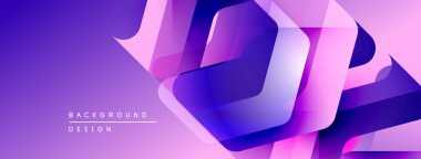 Soyut mor tasarım katmanlı şekiller, gradyanlar içerir. Dijital projeler ve sunumlar için modern arkaplan uygun. Minimalist stil.
