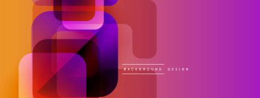 Soyut geometrik şekiller örtüşür, canlı bir değişim etkisi yaratır. Renkler turuncu, mor ve pembeden dönüşüyor. Modern tasarım ögesi.