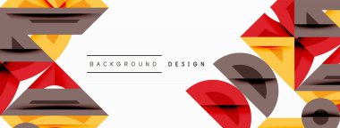 Soyut geometrik şekiller, kırmızı, sarı, gri. Metin arkaplan dizaynı odaklı minimalist tasarım. Temiz, modern estetik.