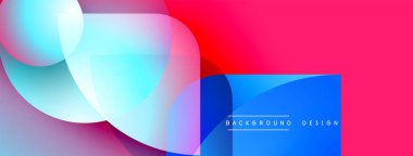 Soyut canlı tasarım, üst üste binen daireler, gradyanlar. Pembe, mavi, mor renkler modern görsel etki yaratır. Metin arkaplan tasarımı okur.