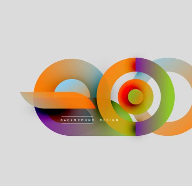 Soyut renkli daireler çakışıyor, dinamik görsel efekt yaratıyor. Modern tasarım elementleri değişken geçişler, pürüzsüz şekiller sunar.