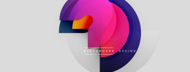 Soyut renkli tasarım. Üst üste binen daireler dinamik görsel efekt yaratır. Değişken tonlara sahip modern arkaplan.