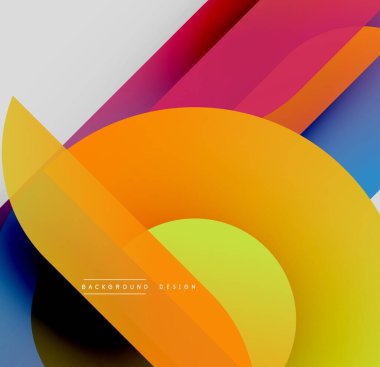 Soyut enerjik tasarım. Üst üste binen renkli şekiller dinamik görsel efekt yaratır. Yumuşak eğimler, modern estetik.